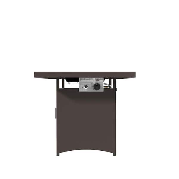 28 in. Square Outdoor Fire Pit Table with Glass Bead Set