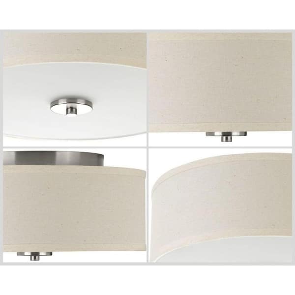Inspire Collection 13 in. 2-Light Brushed Nickel Transitional Kitchen Ceiling Light Drum Flush Mount