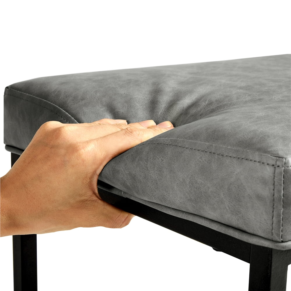 Topeakmart 2pcs 24'' H Modern Leather Bar Stools Backless Counter Hight, Gray