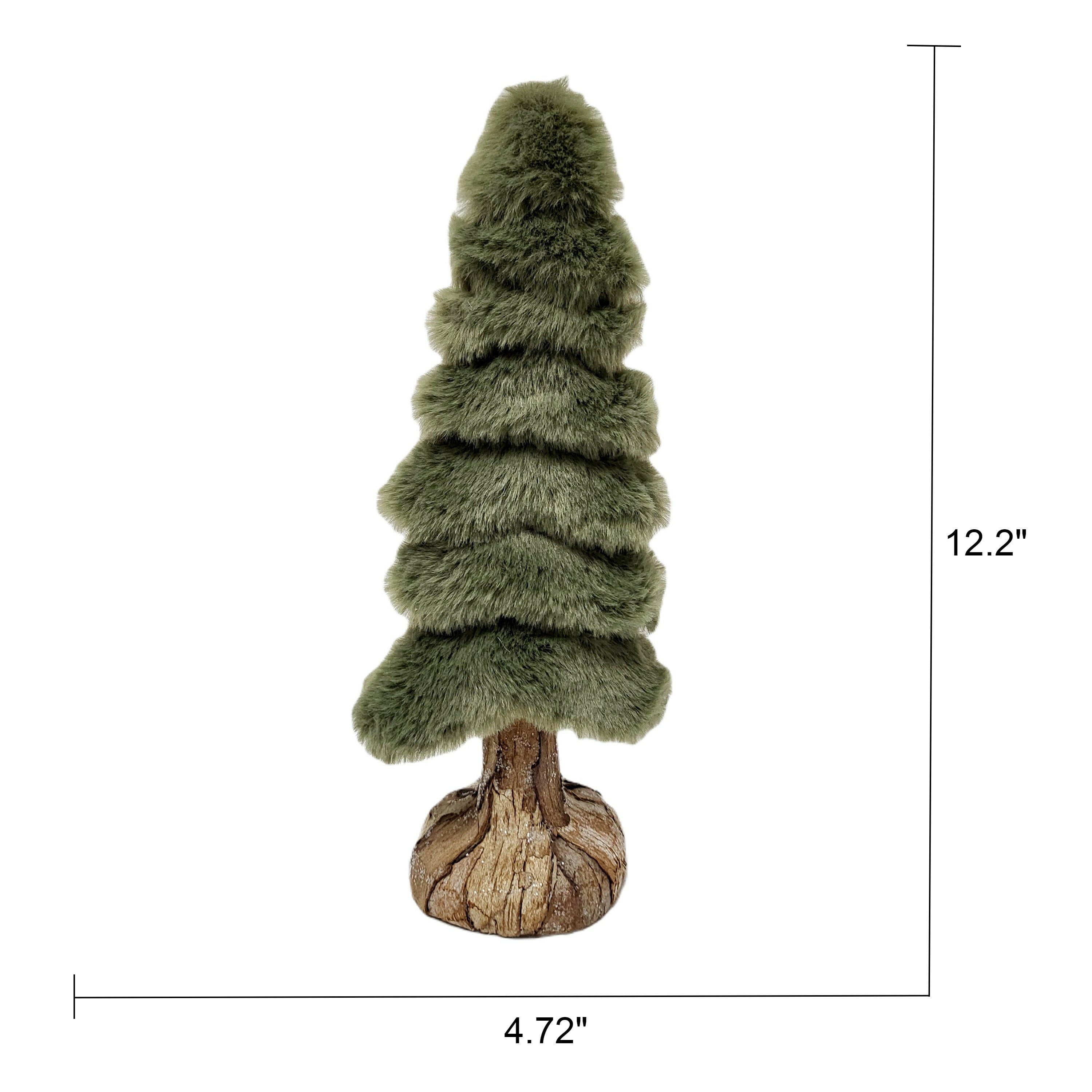Moss Green Faux Fur Tree with Jujube Bark Christmas Décor, 12 in, 1.35 oz, by Holiday Time