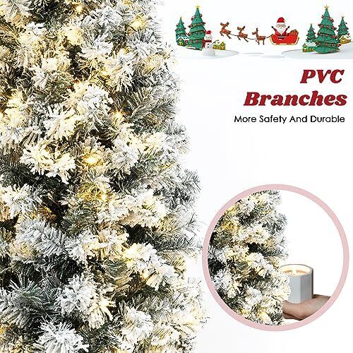 okicoler Snow Flocked Artificial Holiday Christmas Pine Tree for Home Office ...