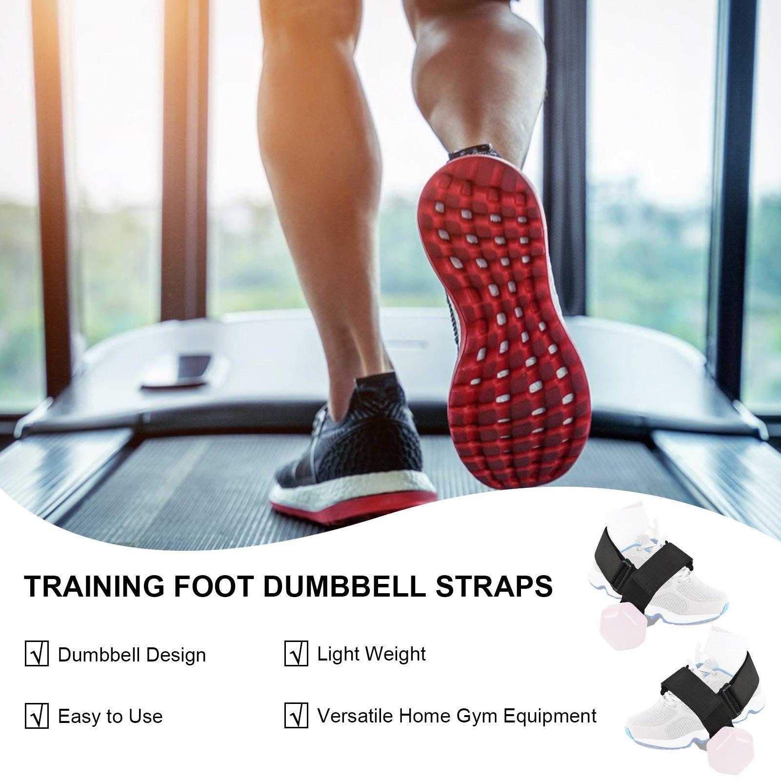 Xinhuadsh 1 Pair Ankle Straps Dumbbell Foot Attachment with Fastener Tape Adjustable Dumbbell Attachment Ankle Weights Fitness Equipment