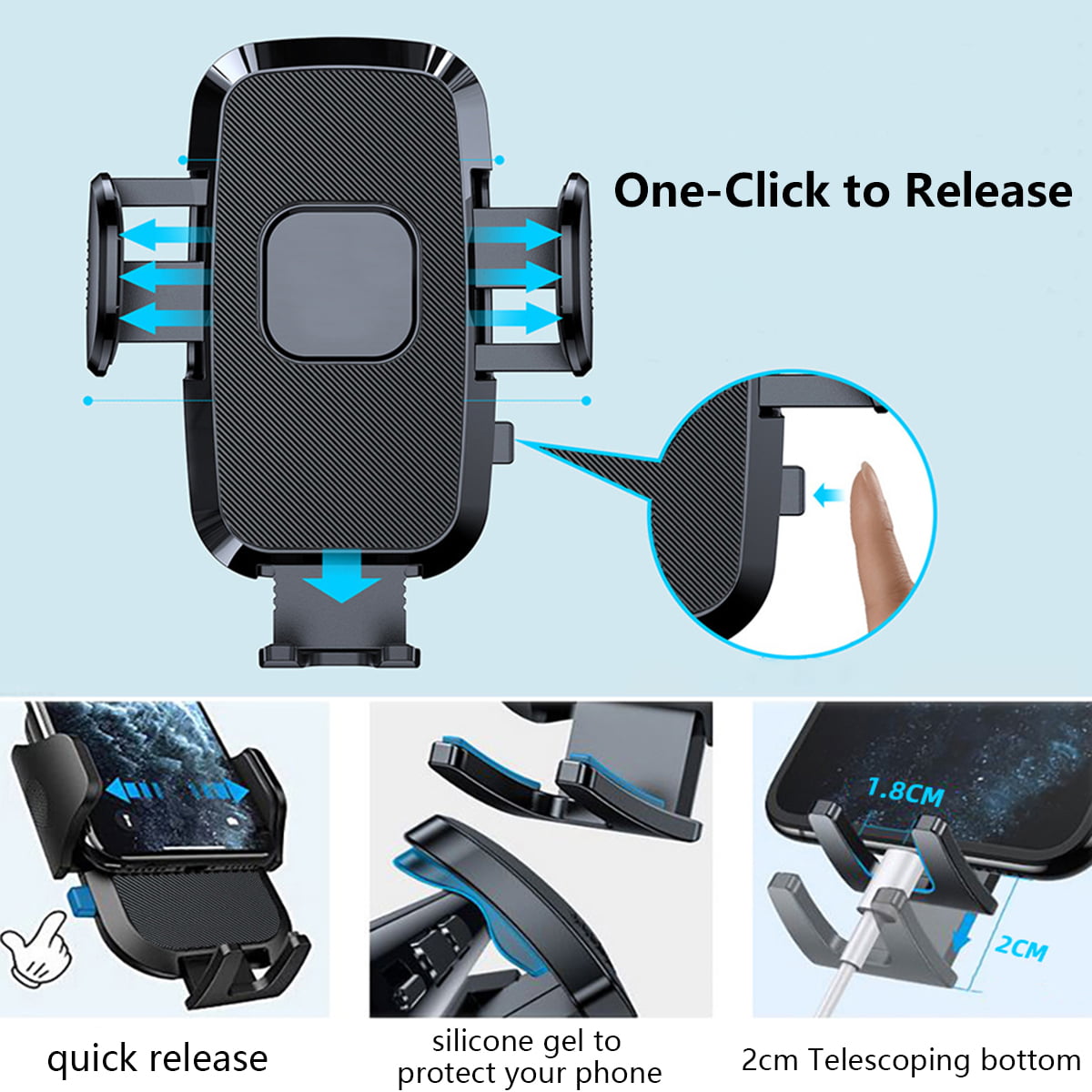 Byseng Phone Mount for Car, Cell Phone Holder for Car Dashboard Windshield and Car Vent 3 in 1, Car Phone Holder Mount for iPhone 14 13 12 Pro Max Samsung All Cell Phones