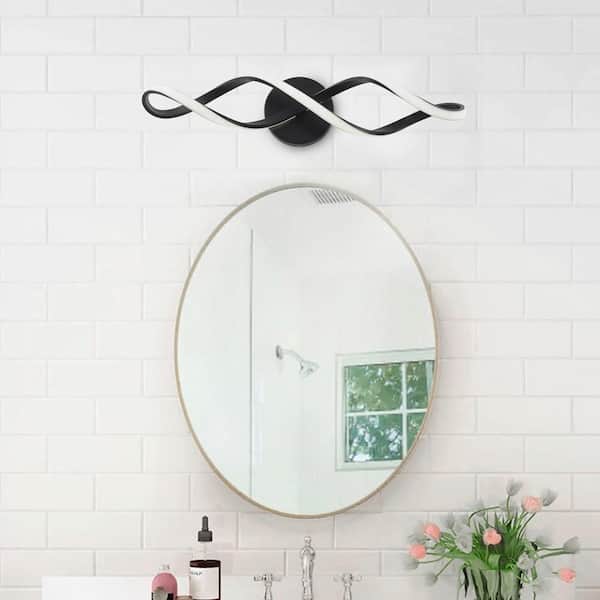 26.6 in. 1-Light LED Modern Black Bathroom Vanity Light