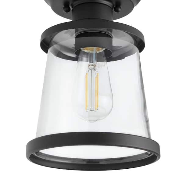 Rigby 9.6 in. 1-Light Matte Black Round Flush Mount, Farmhouse Ceiling Light