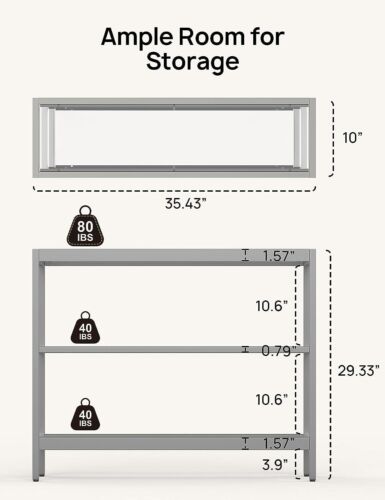 Evajoy Console Table, 35" Entryway Table with 3 Tiers, Open Sofa Table with Temp