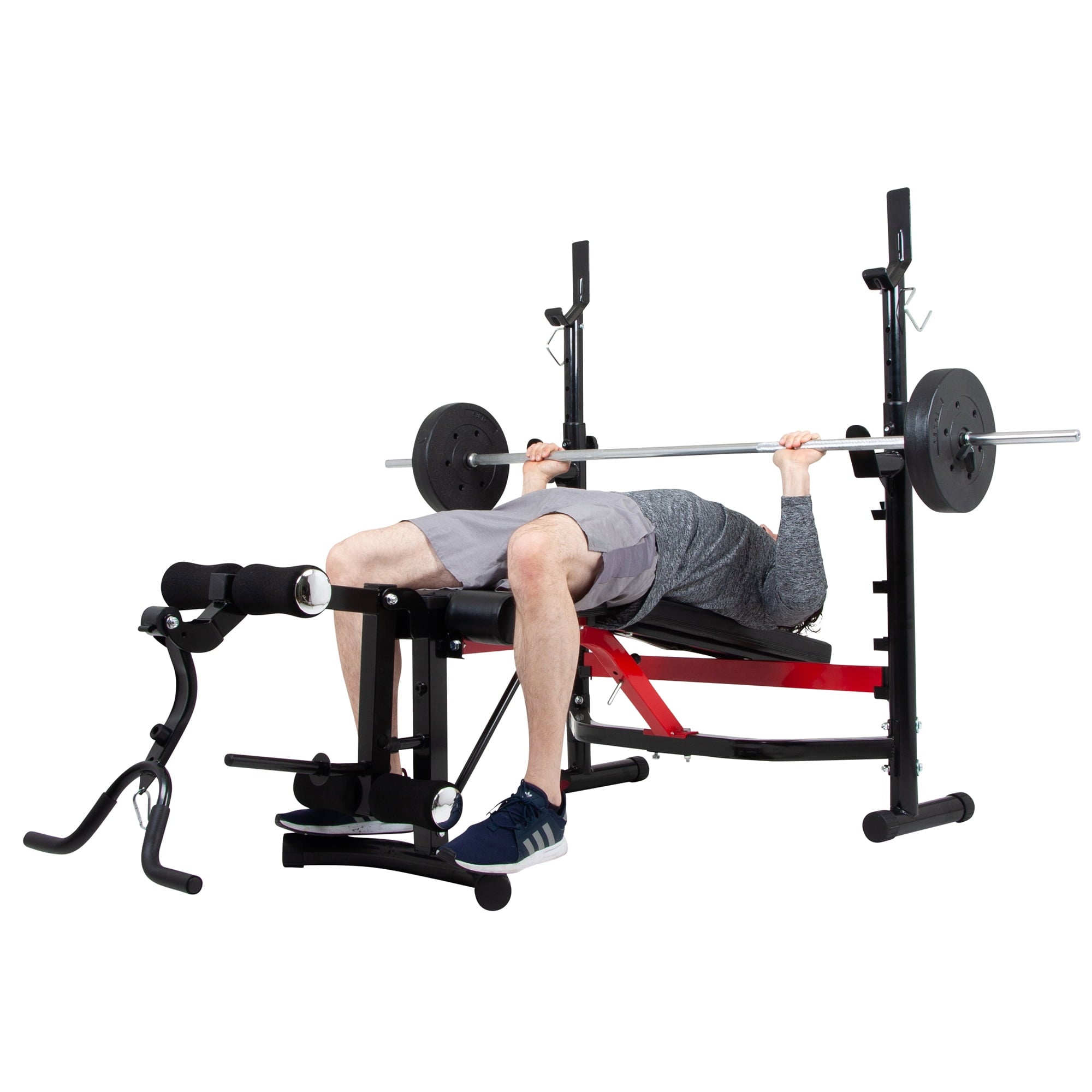 Body Champ BCB5268 Olympic Weight Bench with Arm Curl and Curl Bar Attachment, 300 Lbs. Weight Limit