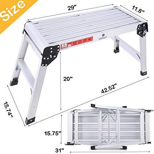 30" Extra Large Aluminium Work Platform Step Ladder, Folding Stool Bench with...