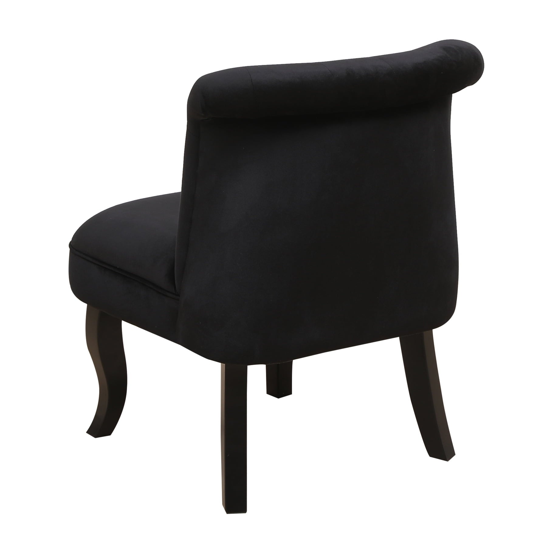 Modern Velvet Dining Chair with Solid Wood Legs, Tufted Vanity Chairs with Back, Accent Chair with Wood Frame, Single Sofa Chair for Bedroom, Living Room, Office, Study Room, Black