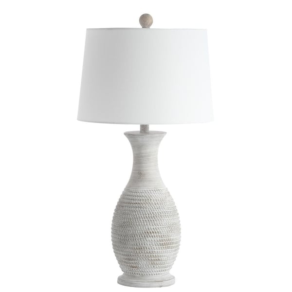 Bentlee 30 in. Grey Textured Hue Table Lamp with White Shade (Set of 2)