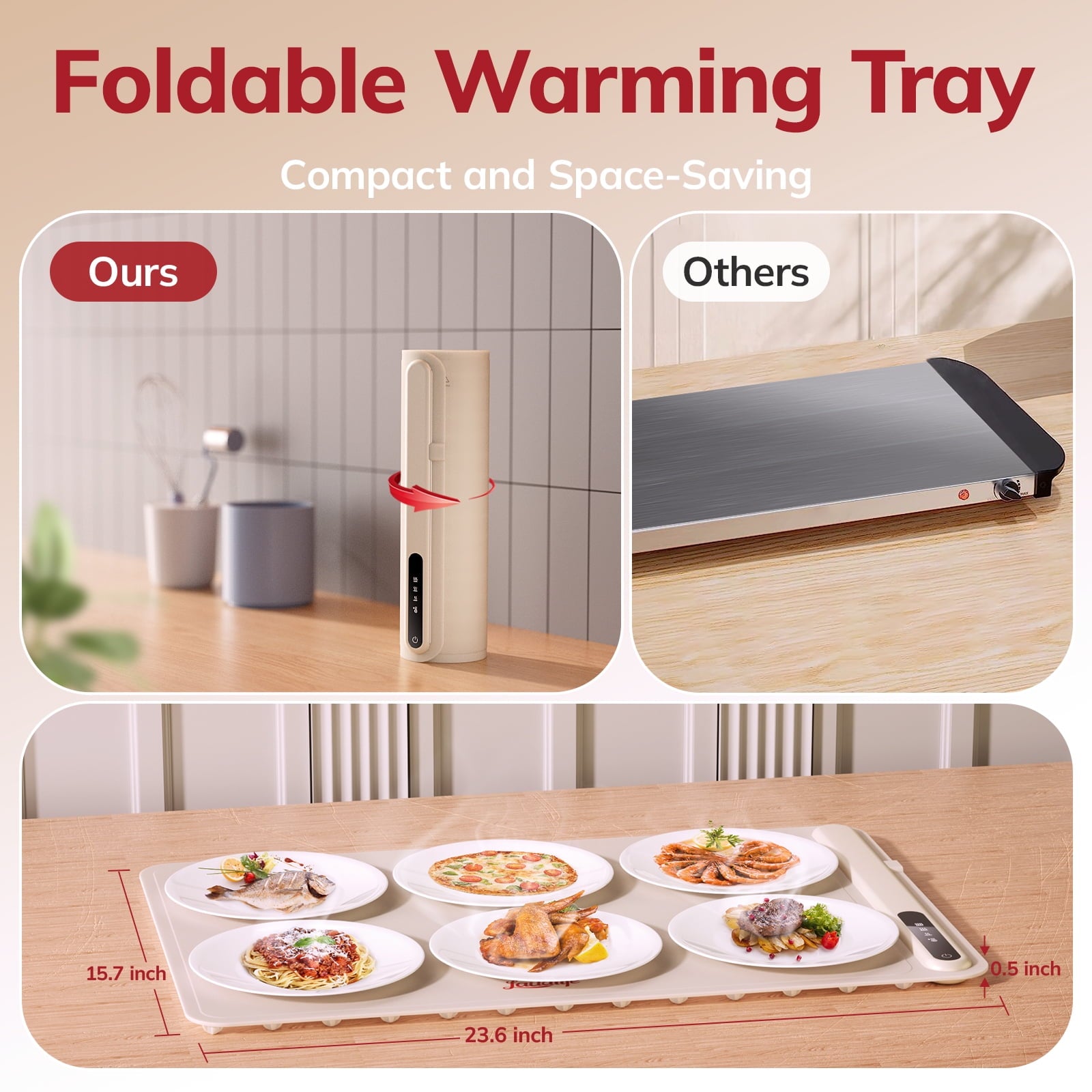 Food and Plate Warming Tray, Electric Food Warming Tray for Buffet Serving Multifunctional Food Warmer Plate Hot Plate Keeps Food Hot Warming Serving Tray Restaurants Events Home Dinners - BW601
