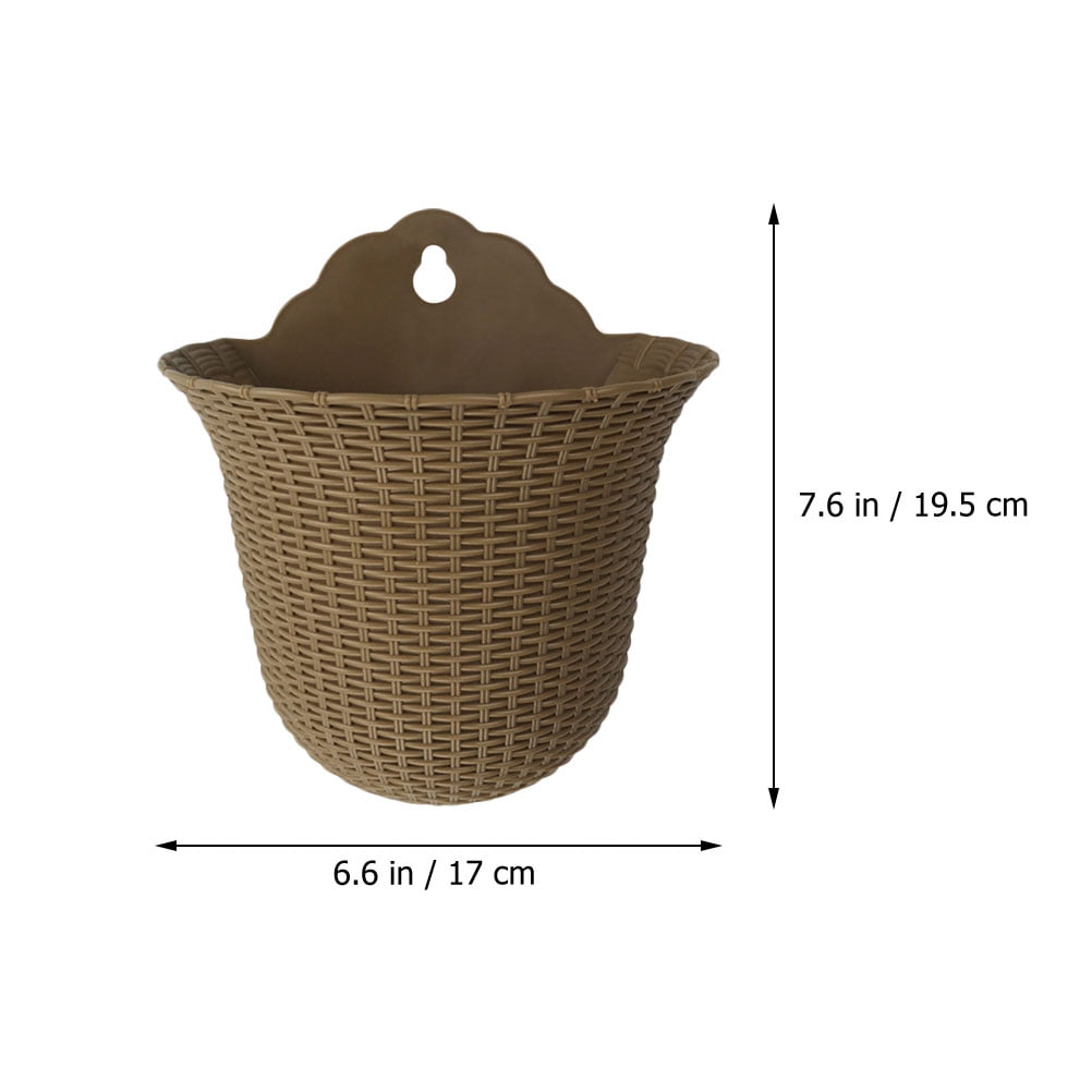 NUOLUX Wall Hanging Pot Flower Planter Pot Flowers Half Mount Hanger Potsbalcony Fence Round Braided Nest Bird Basket Pocket