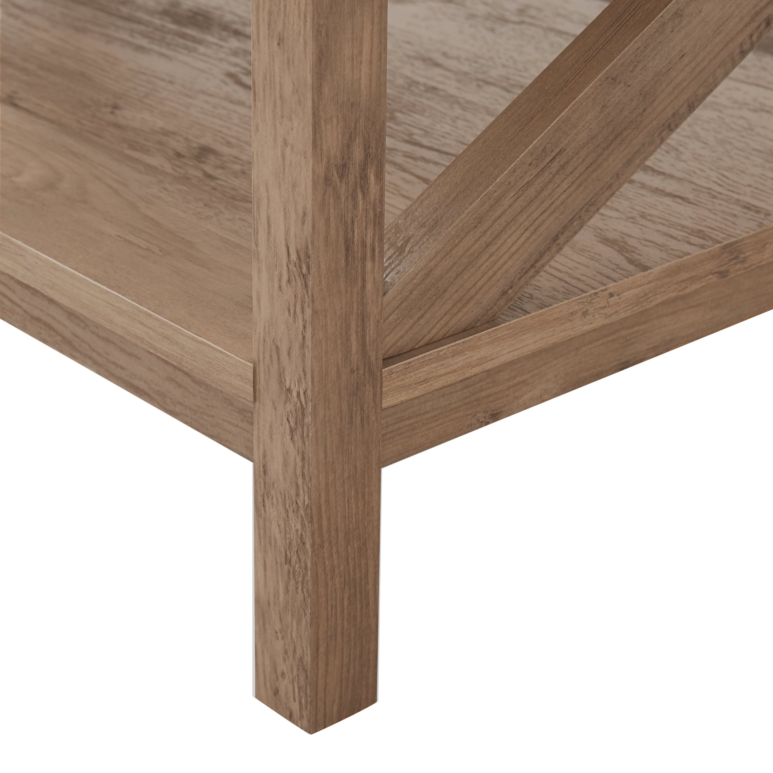 Mainstays Farmhouse Rectangle Coffee Table, Rustic Weathered Oak