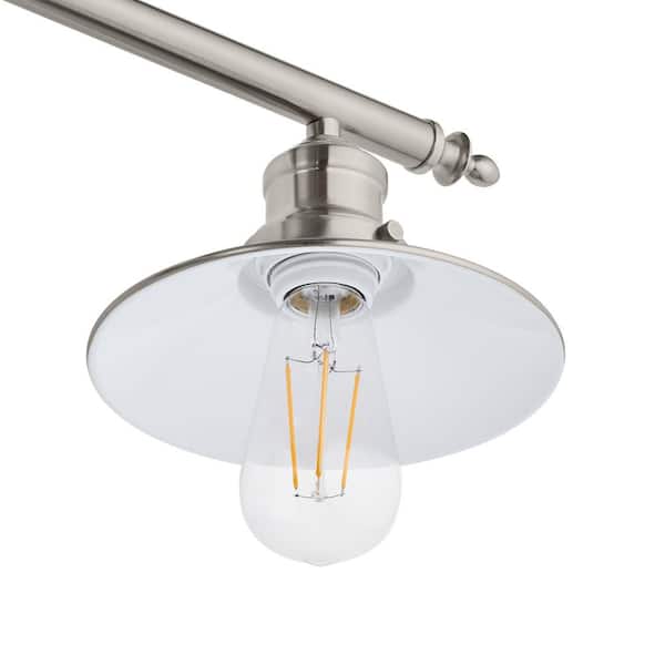 Glenhurst 34 in. 4-Light Industrial Farmhouse Brushed Nickel Bathroom Vanity Light Fixture with Metal Shades