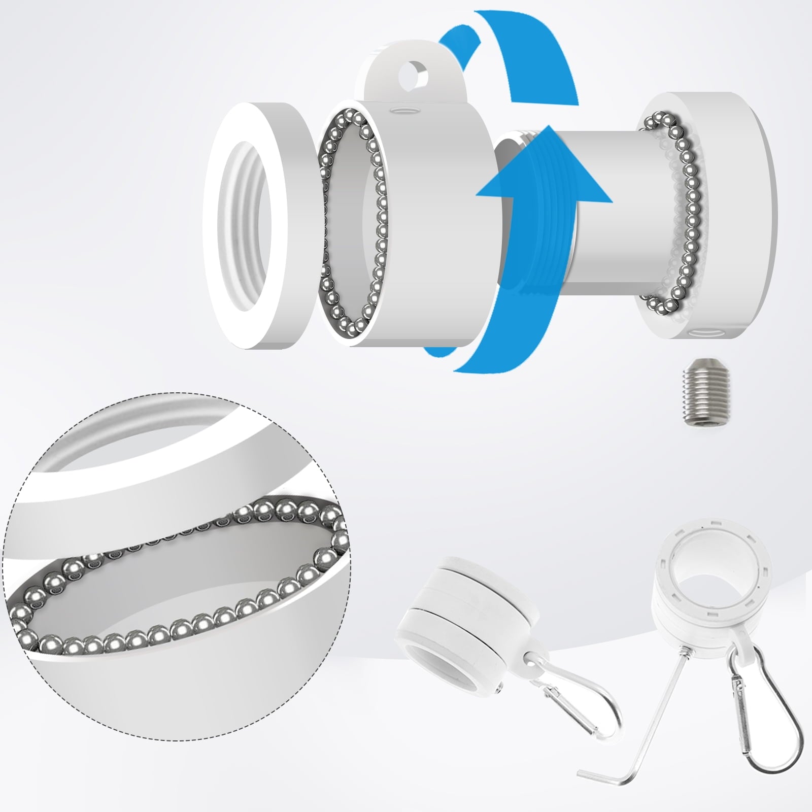 WiseWater 5ft Tangle Free Spinning Flag Pole Kit, Stainless Steel Flagpole with 3x5ft American Flag, Silver