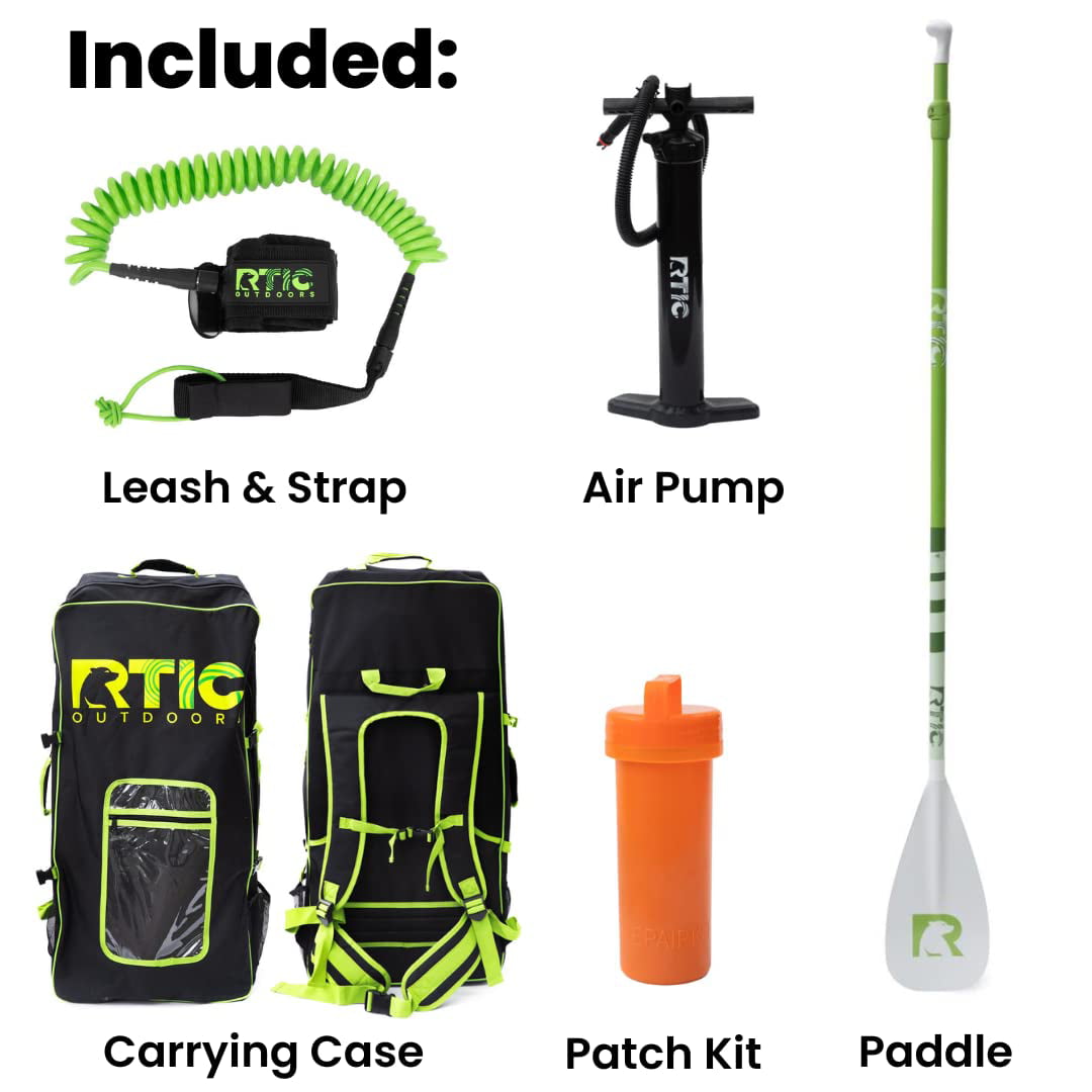 RTIC Inflatable Paddle Board, Tree Frog, 11' Stand Up Paddle Board with Air Pump, Ultra-Light Floatable Paddle, 300lbs Capacity