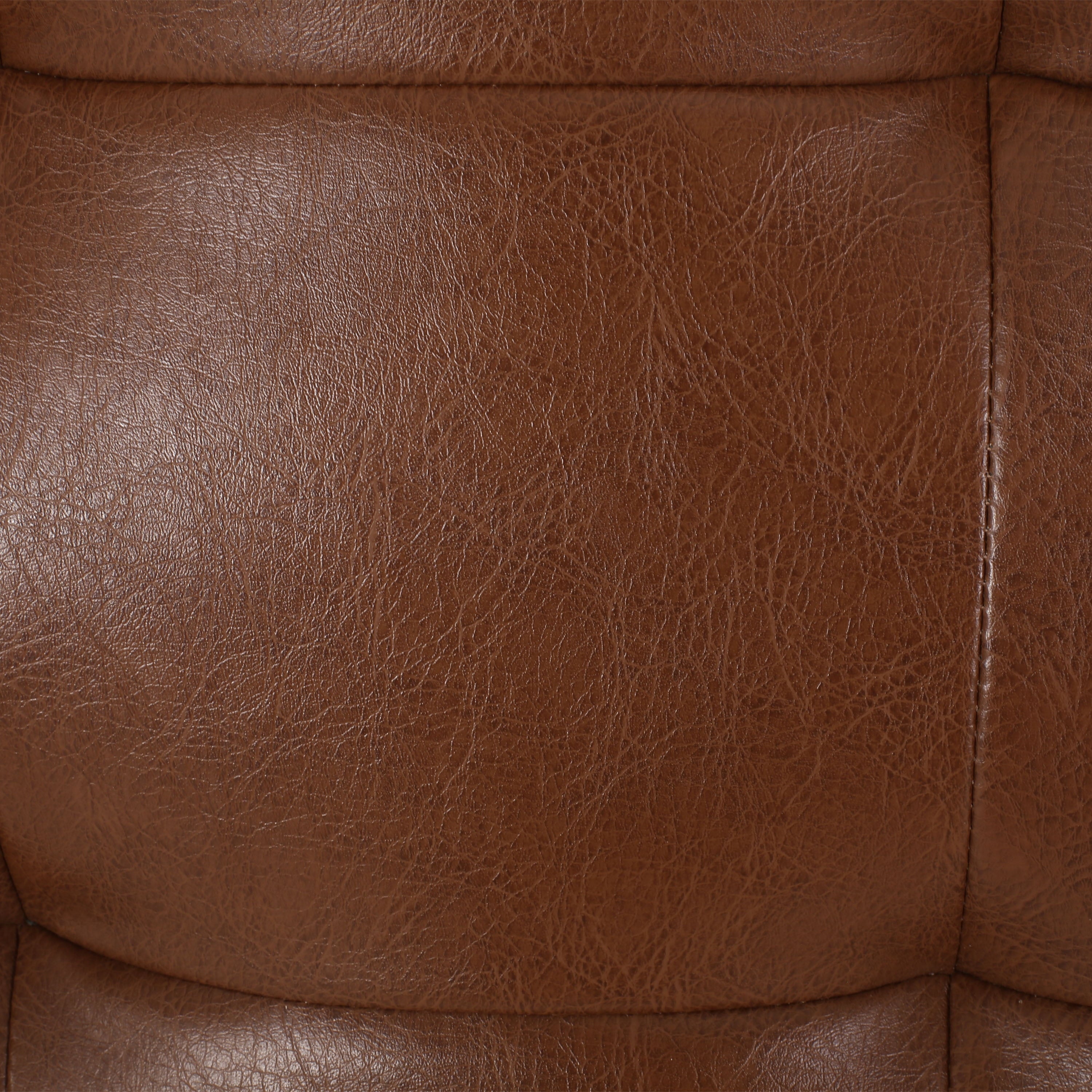 GDF Studio Elkjer Mid Century Modern Faux Leather Tufted Chaise Lounge with Bolster Pillow, Cognac Brown and Natural Walnut