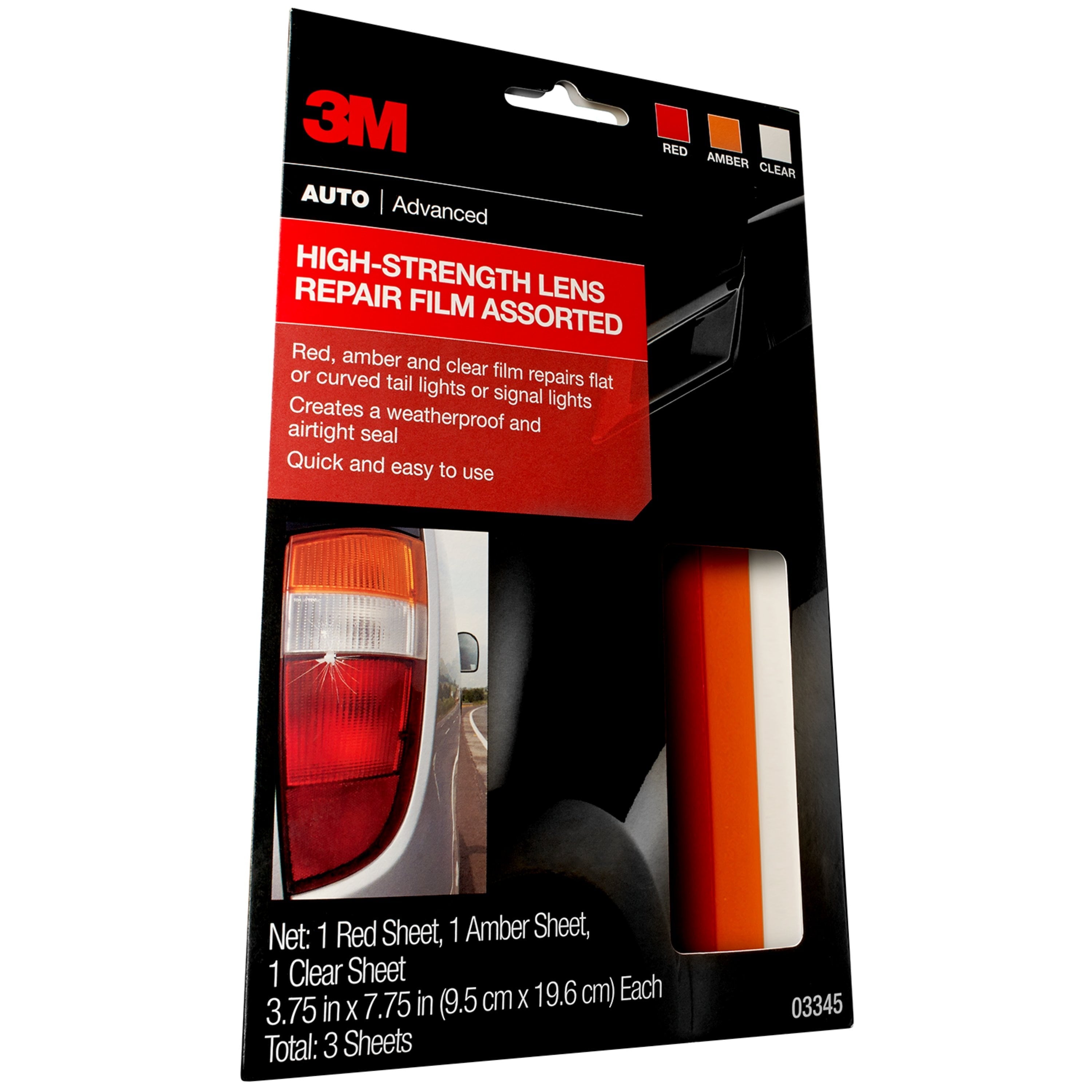 3M Auto Advanced Assorted High-Strength Lens Repair Film Sheets, 3 Count Pack