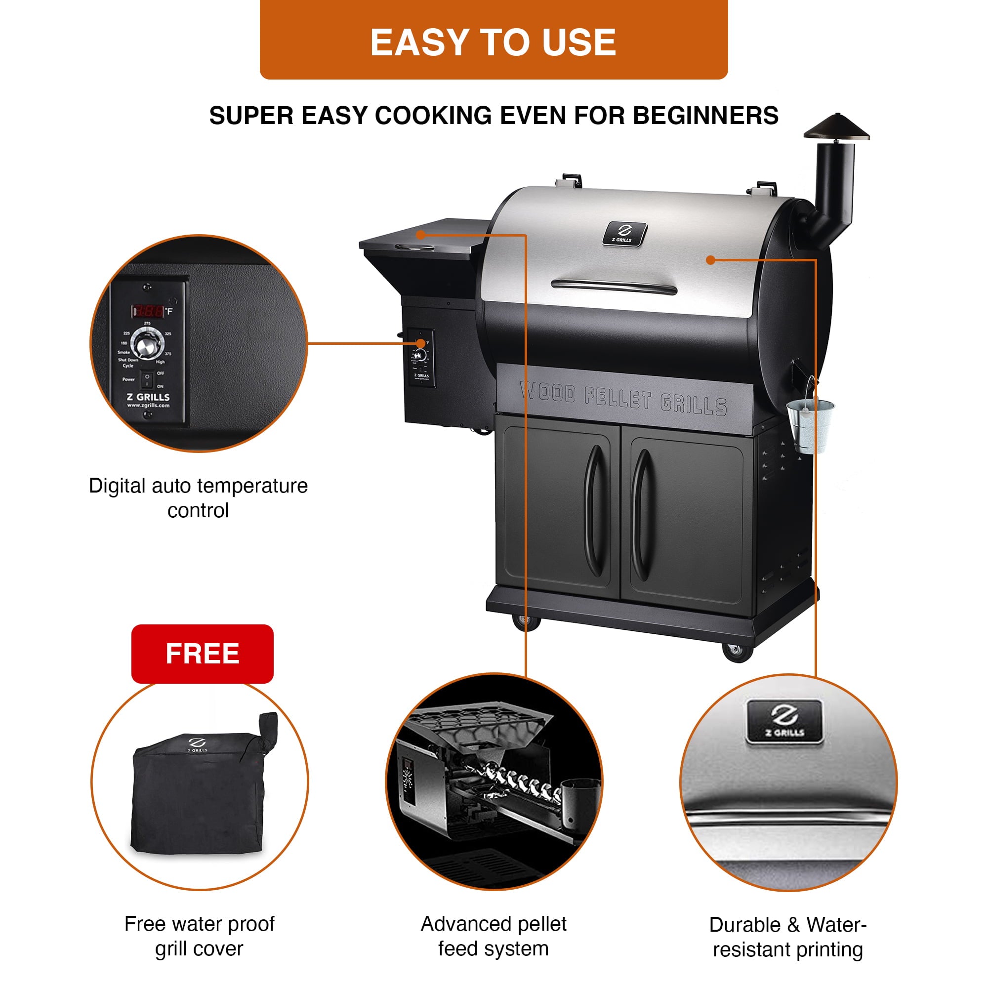 ZPG-700E 697 sq. in. Pellet Grill & Smoker Stainless Steel
