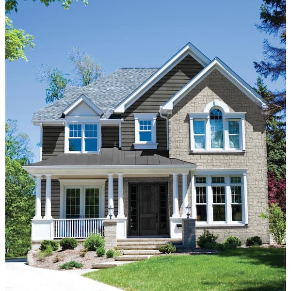 Stacked Stone 45 in. x 20-1/4 in. Polymer Smoke Gray Vinyl Siding (10-Pack)