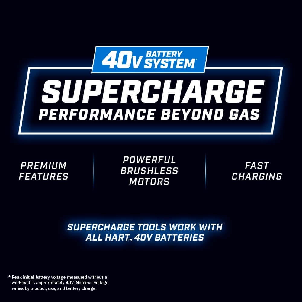 HART 40-Volt 21-inch Supercharge 3-in-1 Self-Propelled Mower Kit, (2) 6.0Ah Lithium-Ion Batteries