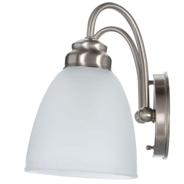 Hamilton 2-Light Brushed Nickel Vanity Light with Frosted Glass Shades