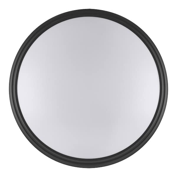 14 in. Light White and Matte Black Adjustable CCT Integrated LED Flush Mount with Interchangeable Trim