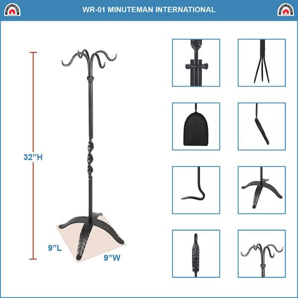 32 in. Tall 5-Piece Graphite Large Leaf Fireplace Tool Set