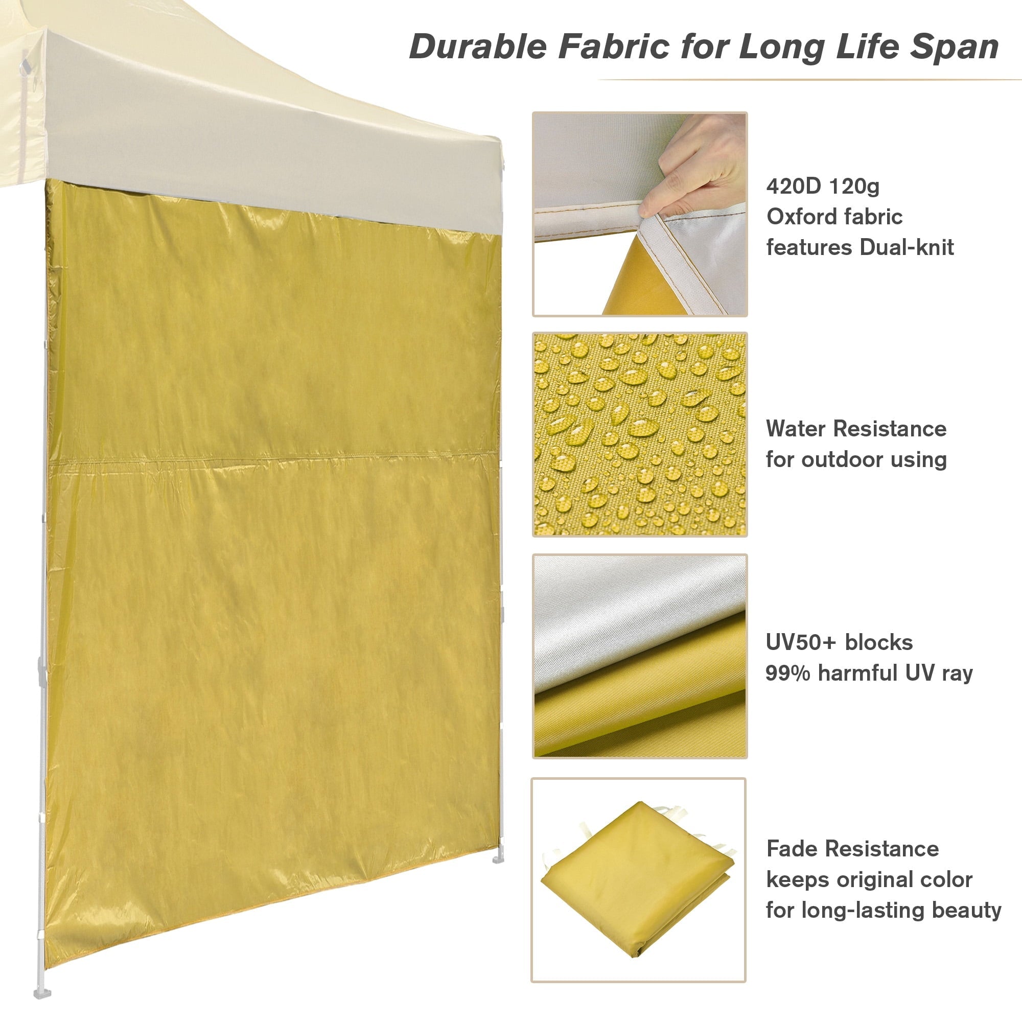 InstaHibit Universal Sidewall UV50+ Fit 10x10 Ft Pop up Canopy 1 Piece Party