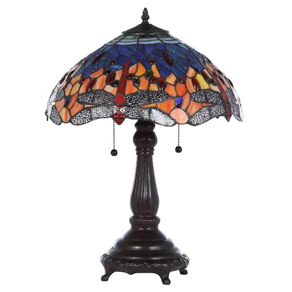 Tiffany Red Dragonfly 25 in. Bronze Table Lamp