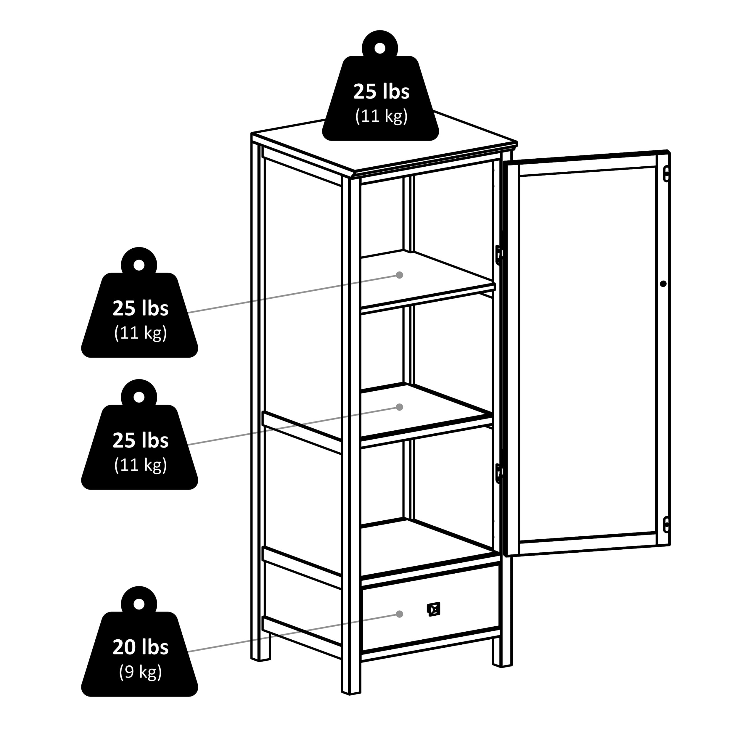 Winsome Wood Brooke Jelly Drawer and Shelves Cupboard, Walnut Finish