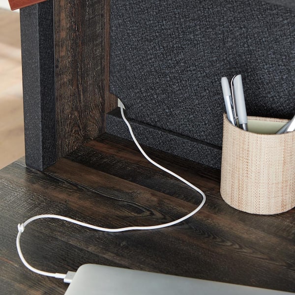 Steel River Carbon Oak Computer Hutch with Adjustable Shelves
