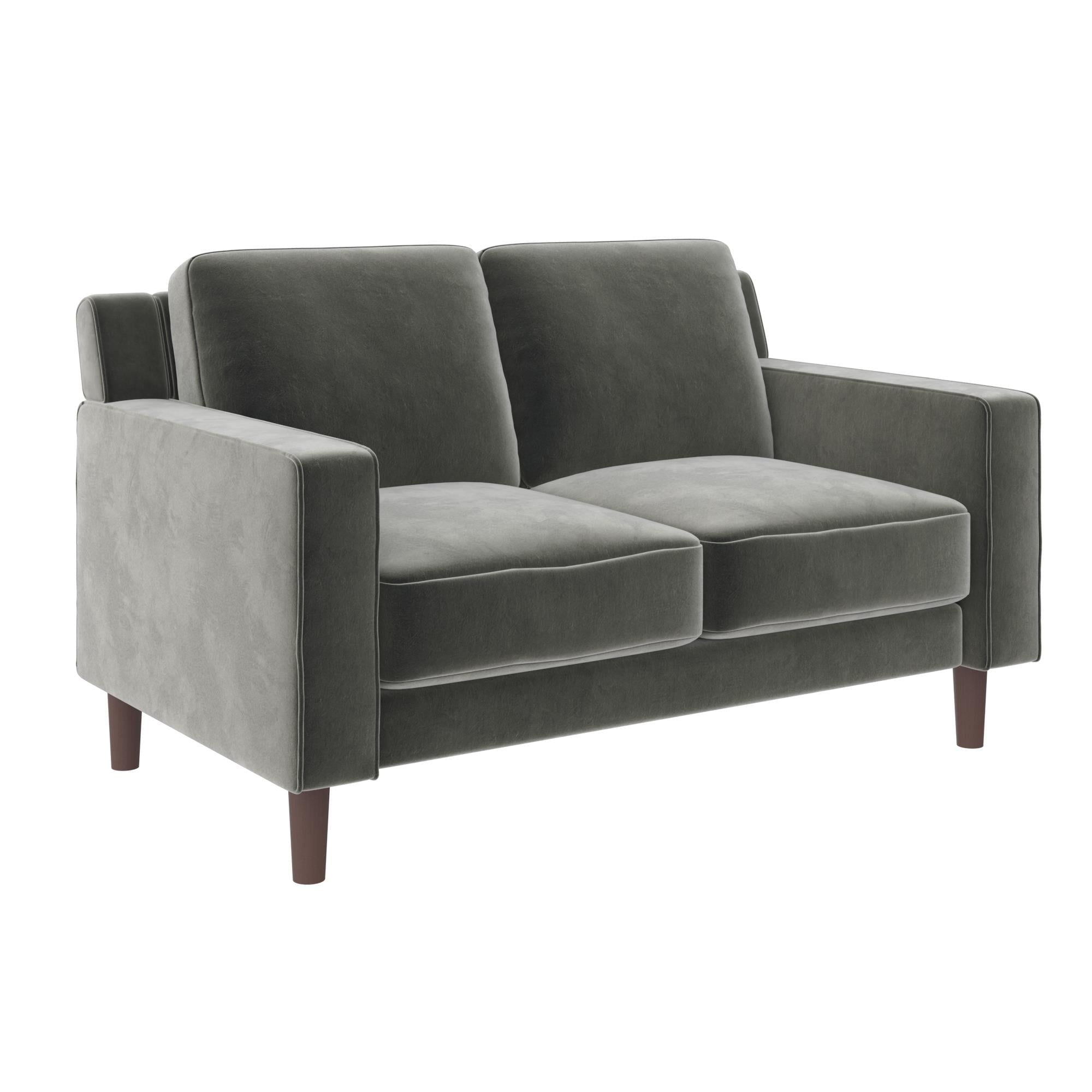 DHP Bryanna Loveseat 2 Seater Sofa , Gray Velvet