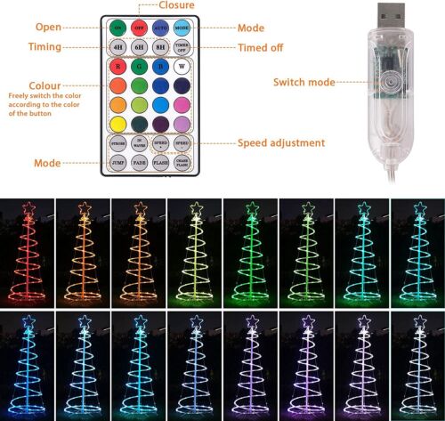 4/5/6 FT Spiral Rope Light Tree RGB Lighted Christmastree Light Xmas Party Decor