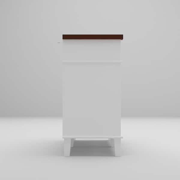 White Wooden 63 in. Width Sideboard, Food Pantry, Storage Cabinet with 2 Drawers & 4 Adjustable Shelves