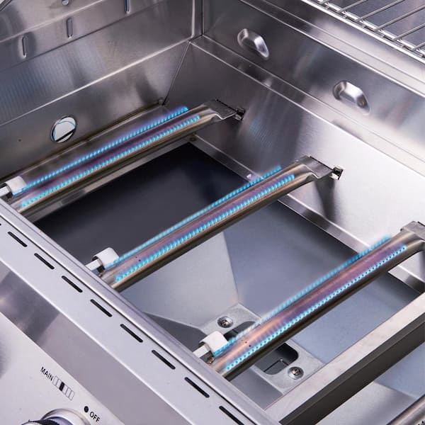 4-Burner Propane Gas Grill in Stainless with LED Controls, Side and Side Sear Burners