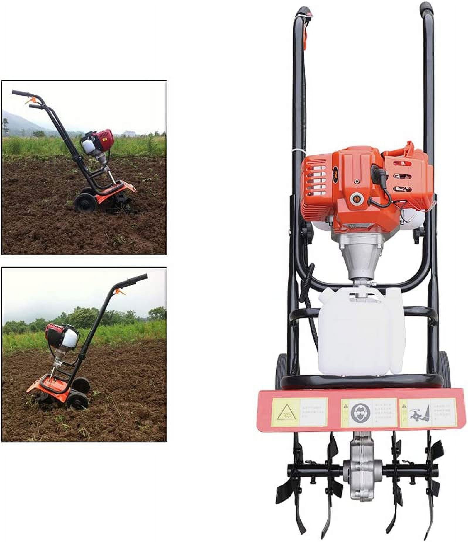 MONIPA Hand Push Soil Micro Tiller 52CC 2 Stroke Gas Powered Tiller Garden Hand-Pull Recoil Soil Tiller Farm Tilling Tool Engine Cordless Cultivator & Tillers