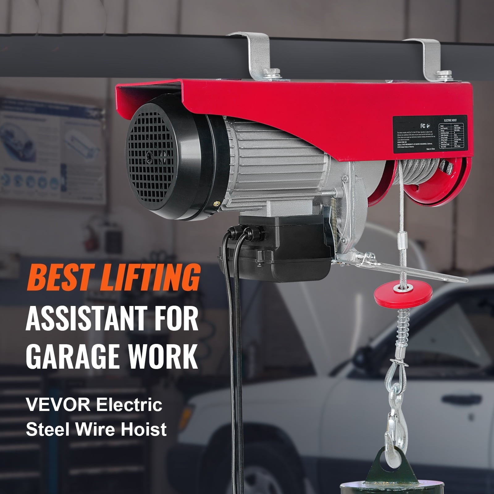 BENTISM Lift Electric Hoist 440lbs,480W 110V Electric Winch with 14ft Wired Remote Control