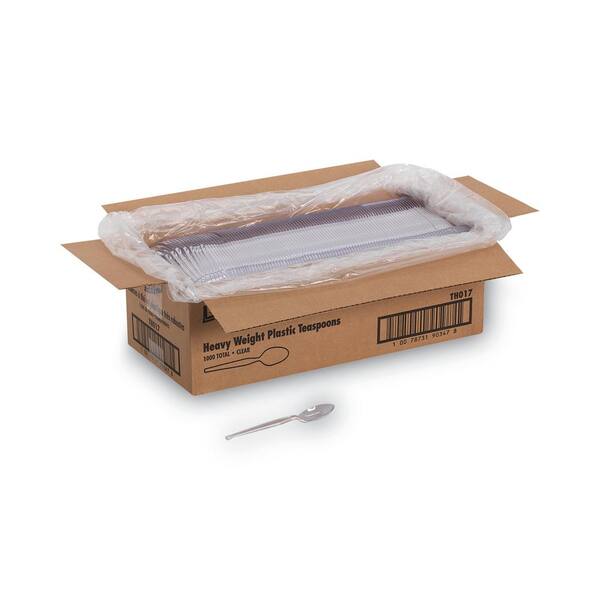 Crystal Clear 6 in. Heavyweight Disposable Polystyrene Utensils, Teaspoons, 1,000/Carton