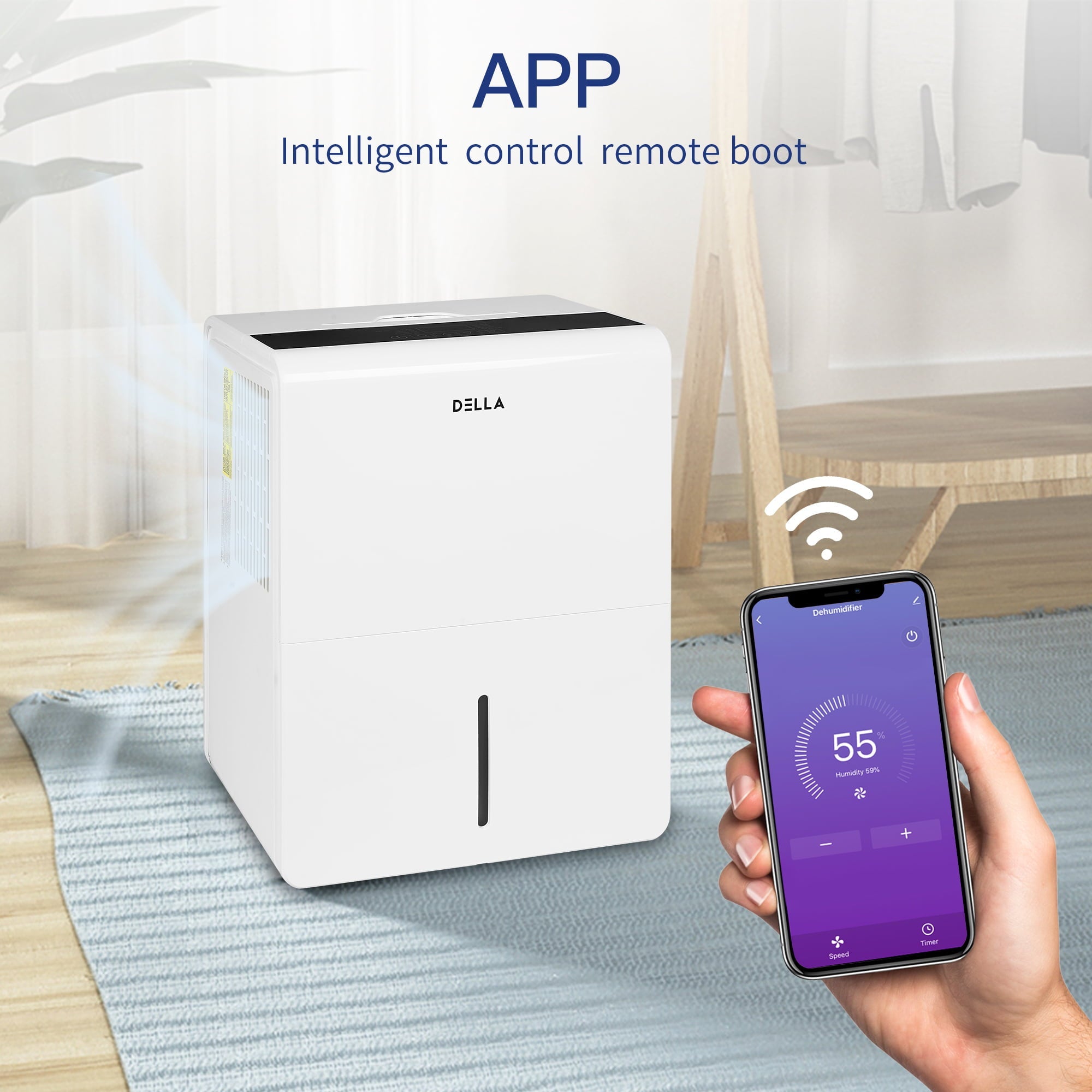 DELLA  3000 Sq. Ft Smart Dehumidifier WIFI, 35 Pint DOE (Previously 50 pint), 115V Energy Star Appliance, Ideal for Basements, Large & Medium  Roo\ms, and Bathrooms