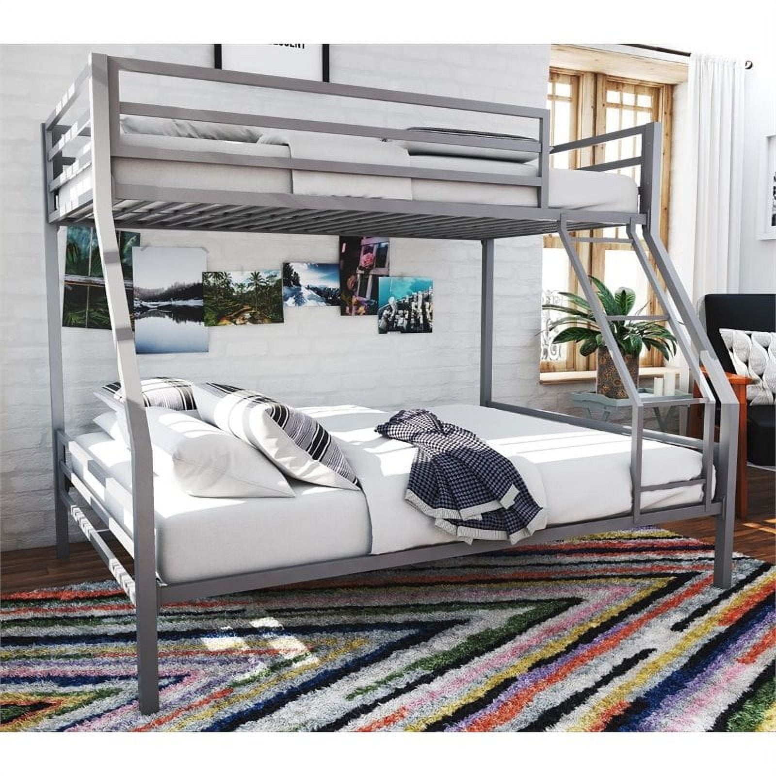 Teen Novogratz Charlie Twin-Over-Full Metal Bunk Bed, Gray