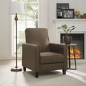 Push Back Recliner Upholstered Club Chair by Naomi Home-Color:Cream,Fabric:Linen