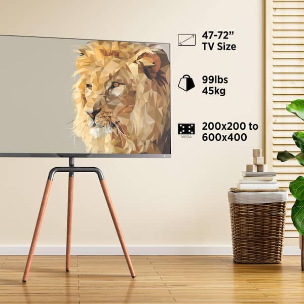 Low Profile Easel Studio TV Stand Mount for TV's 47 in. to 72 in. with VESA 200 x 200 to 600 x 400 and 180° Swivel Range