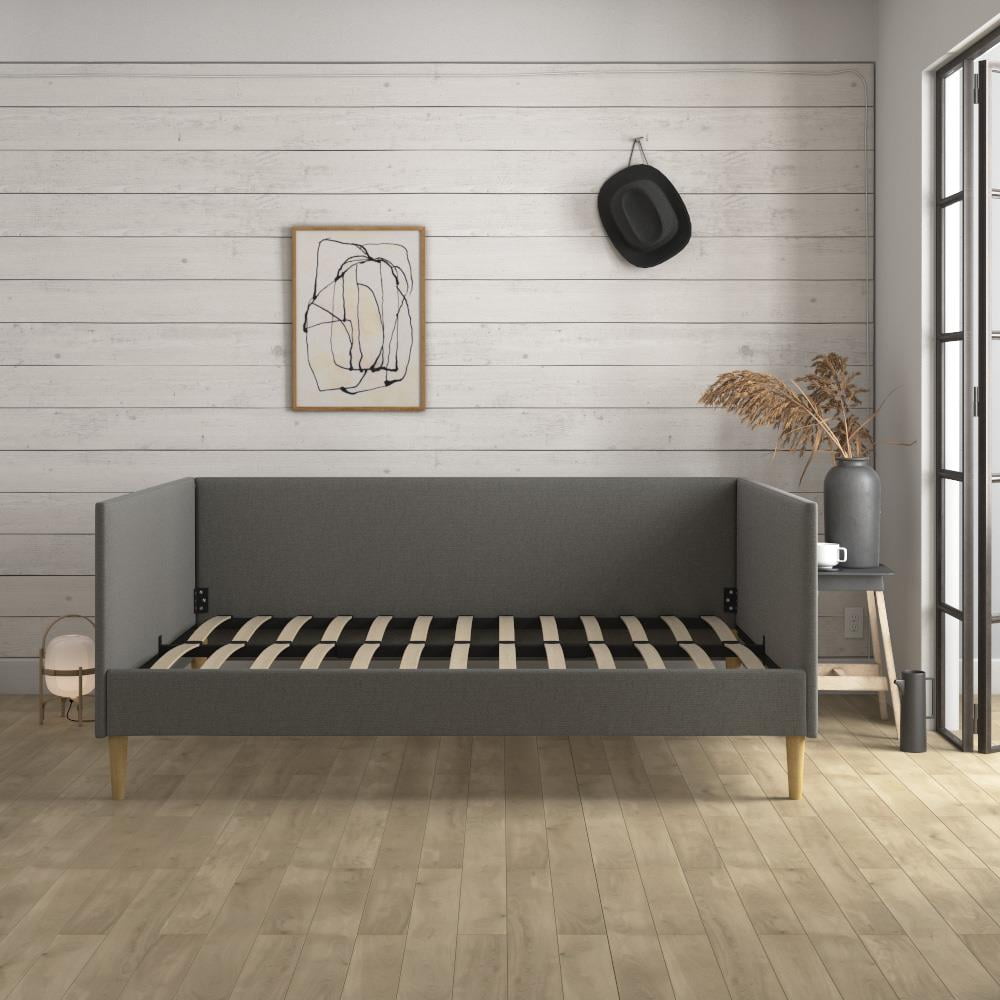 DHP Franklin Mid-Century Upholstered Daybed Frame, Gray Linen, Queen