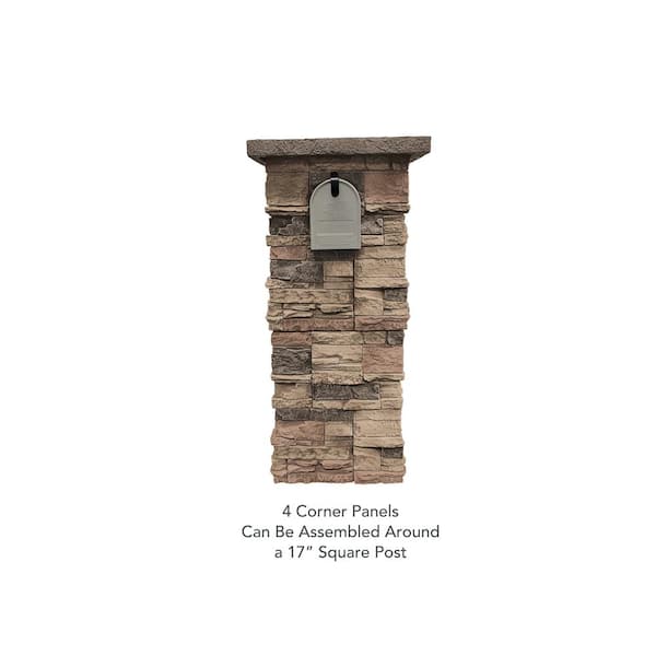 Stacked Stone Desert Sunrise 24 in. x 12 in. Faux Stone Siding Outside Corner Panel