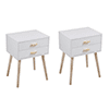 Sesslife Night Stand Set of 2, Solid Wood Legs Furniture Bedside Table, Modern End Side Table with a Drawer, Versatile Nightstand, Side Table for Home & Office, Gray+White