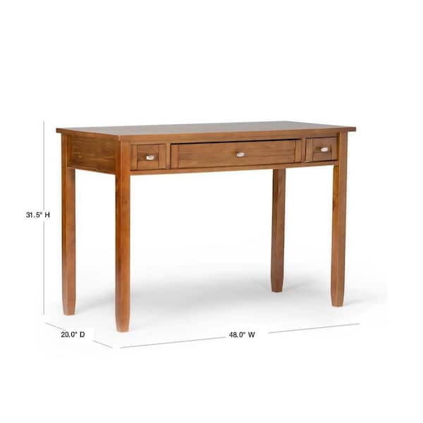 Warm Shaker Solid Wood Transitional 48 in. Wide Writing Office Desk in Light Golden Brown