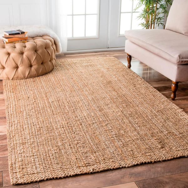 Ashli Solid Jute Natural 8 ft. x 10 ft. Area Rug