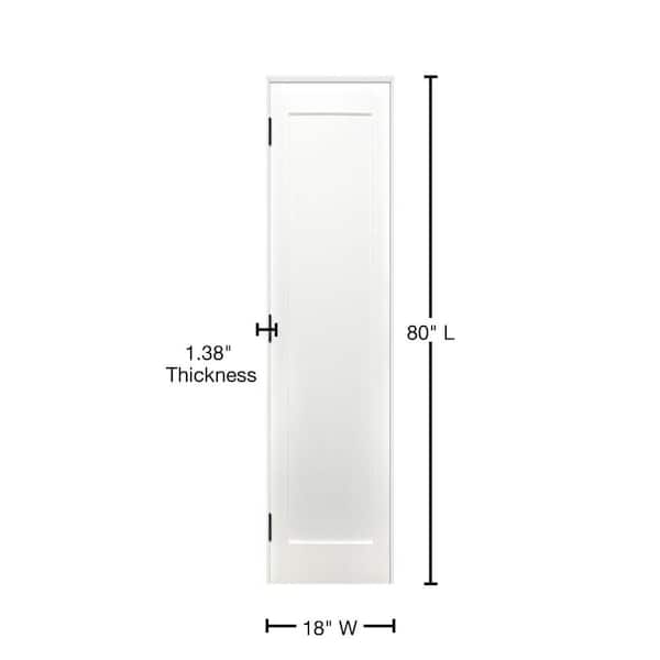 18 in. x 80 in. Shaker Unfinished 1-Panel Solid Core Primed Pine Wood Reversible Single Prehung Interior Door