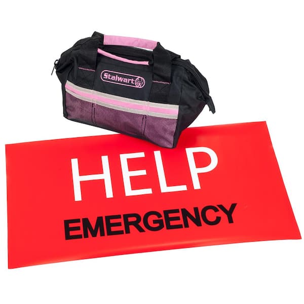 55-Piece Pink Emergency Roadside Kit with Travel Bag